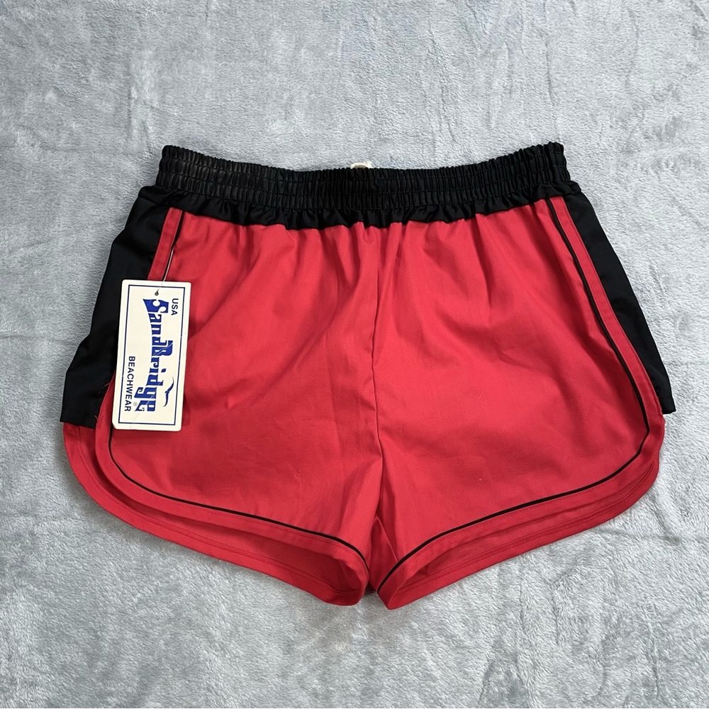 Men's Red and Black Swim Trunks